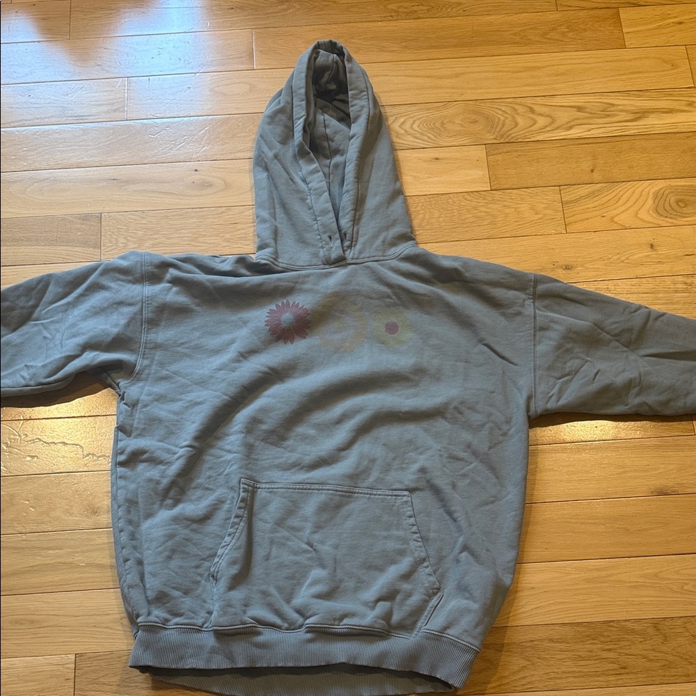 American Eagle Outfitters XS/S Blue Hoodie with Floral Design